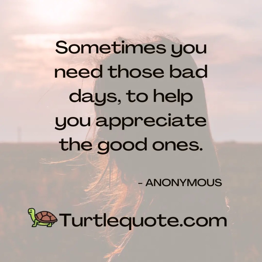 Sometimes you need those bad days, to help you appreciate the good ones.