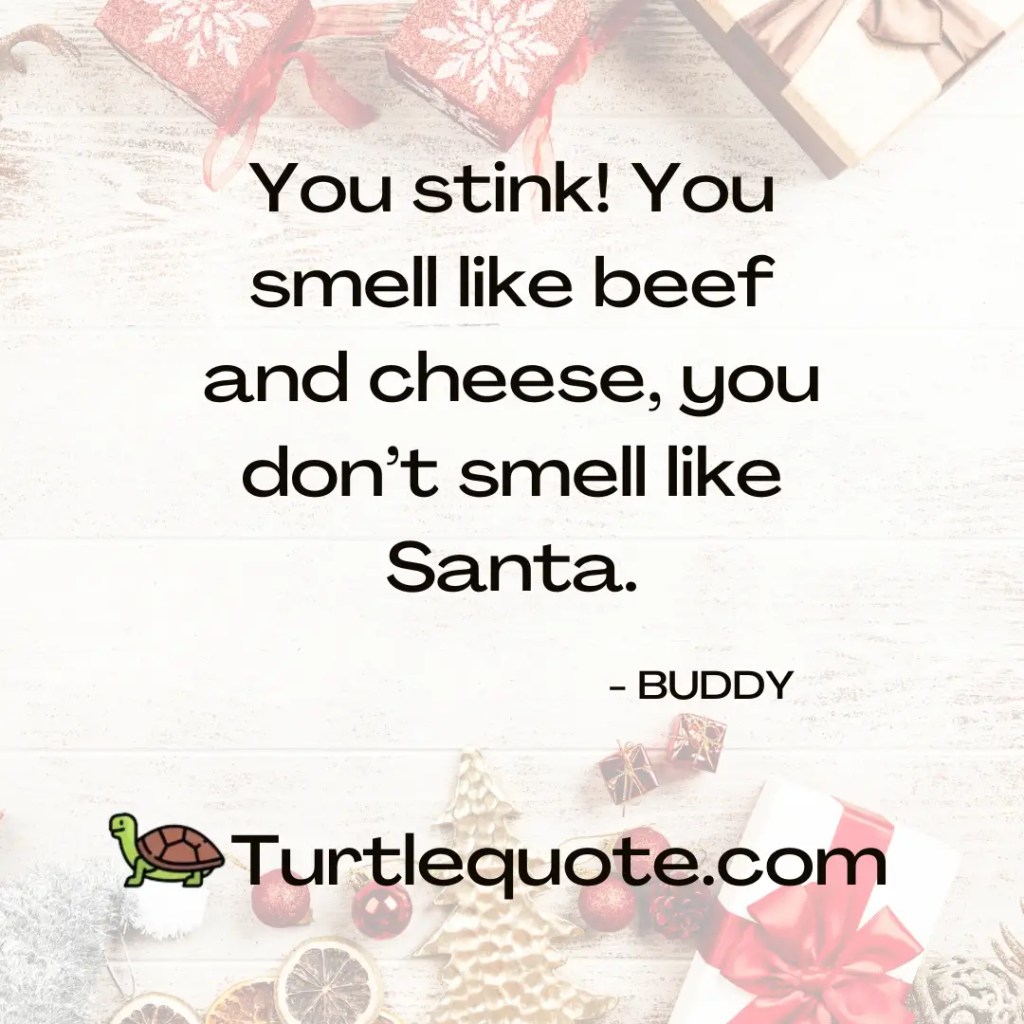 You stink! You smell like beef and cheese, you don’t smell like Santa.