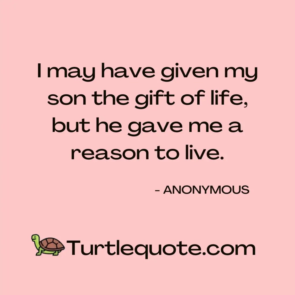 I may have given my son the gift of life, but he gave me a reason to live.