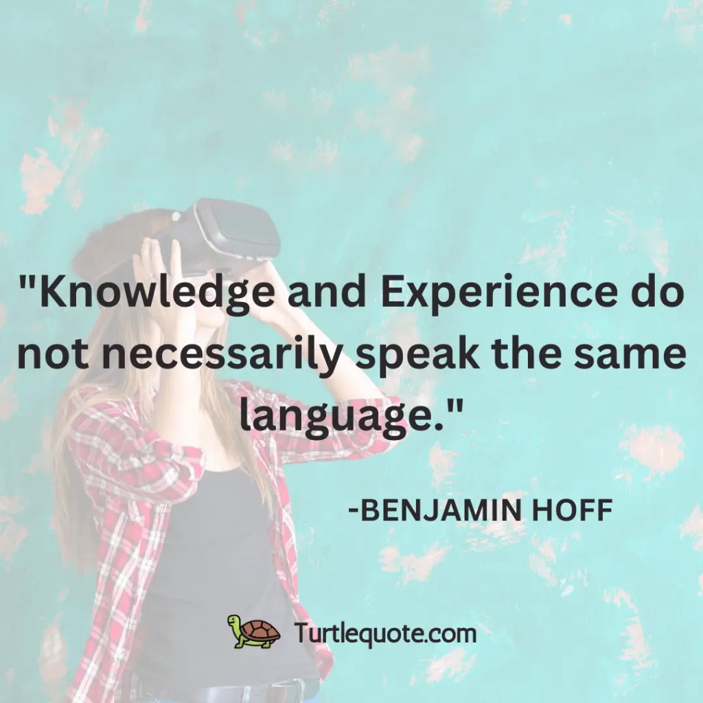 Knowledge and Experience do not necessarily speak the same language.