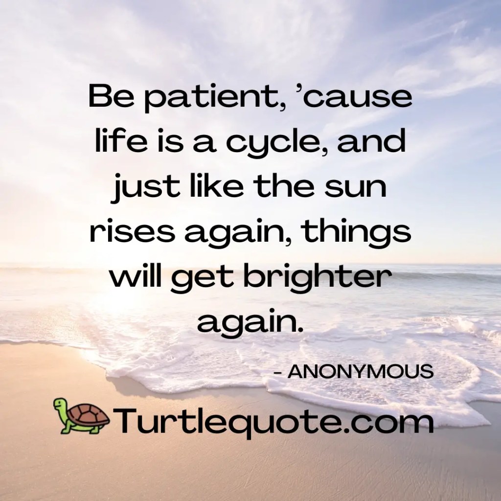 Be patient, ’cause life is a cycle, and just like the sun rises again, things will get brighter again.