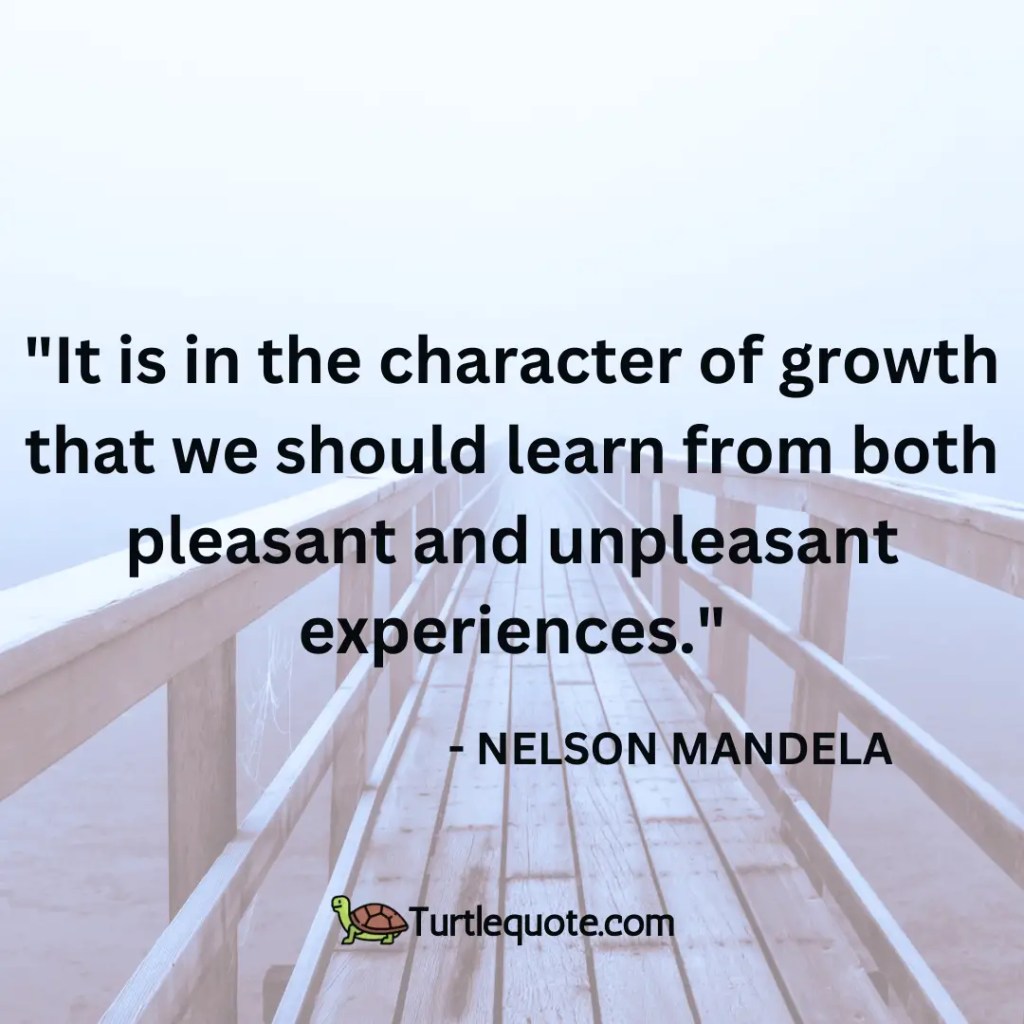 It is in the character of growth that we should learn from both pleasant and unpleasant experiences.