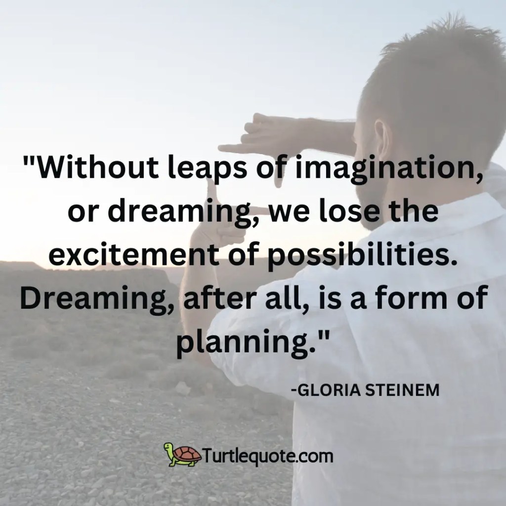 Without leaps of imagination, or dreaming, we lose the excitement of possibilities. Dreaming, after all, is a form of planning.