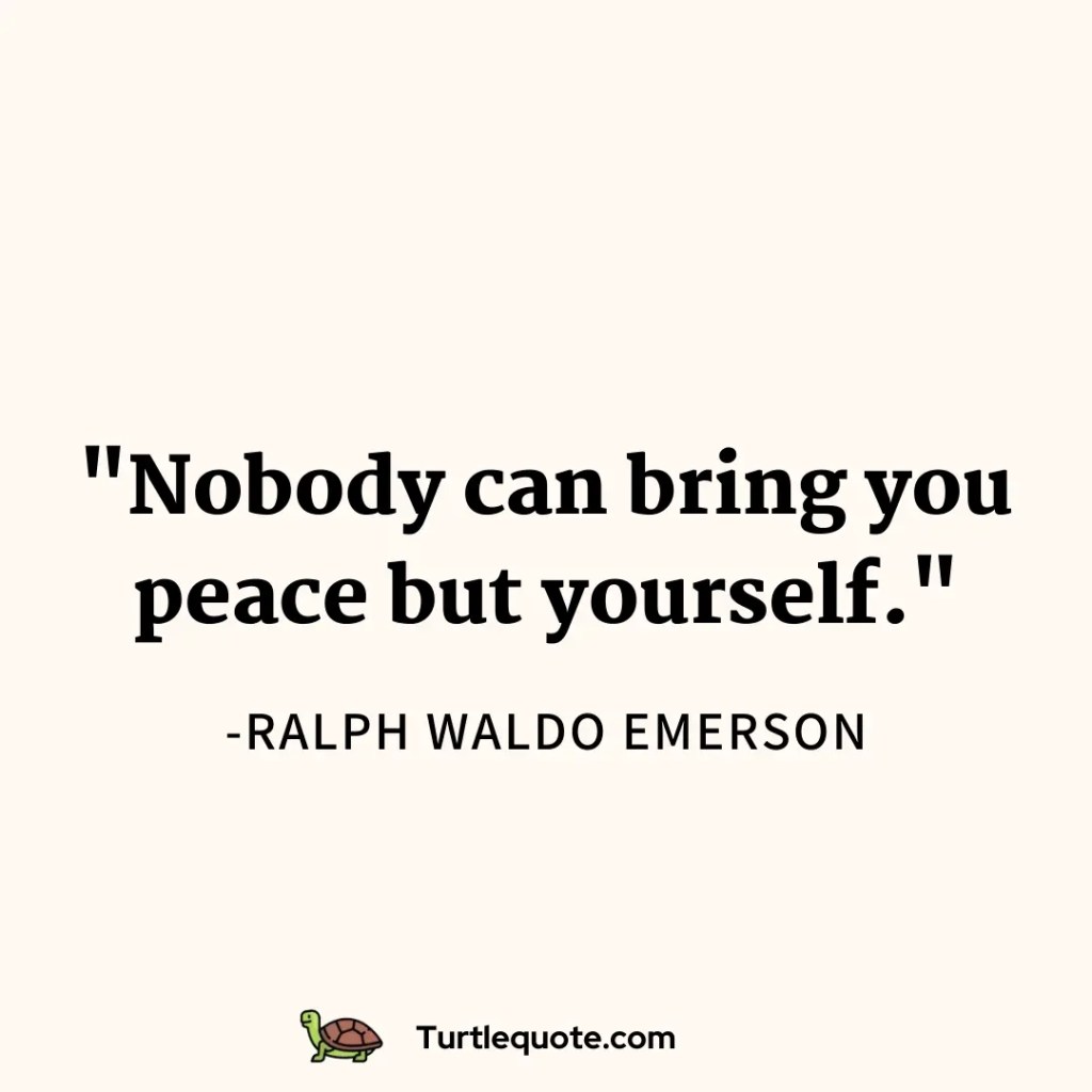 Nobody can bring you peace but yourself.