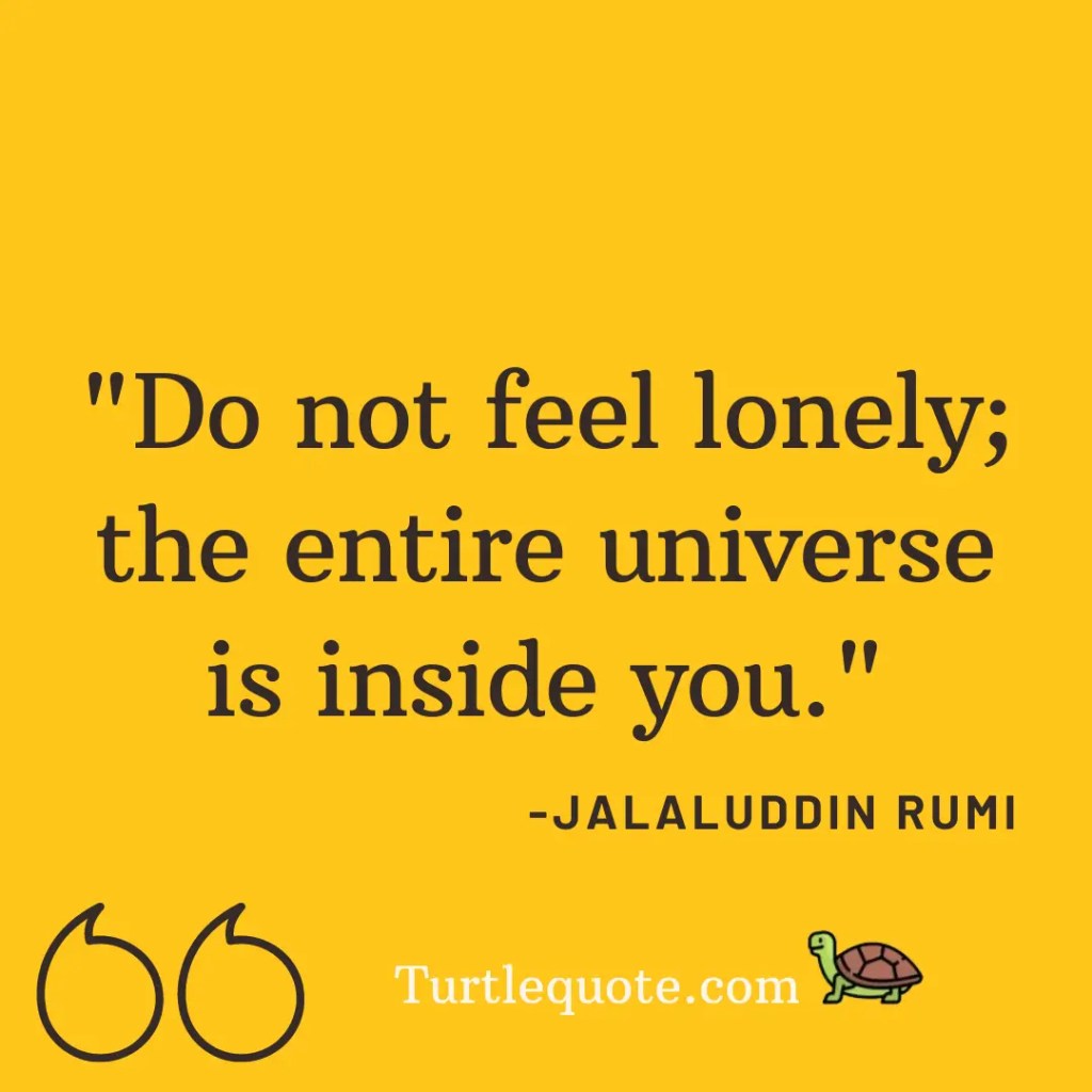 Do not feel lonely; the entire universe is inside you.