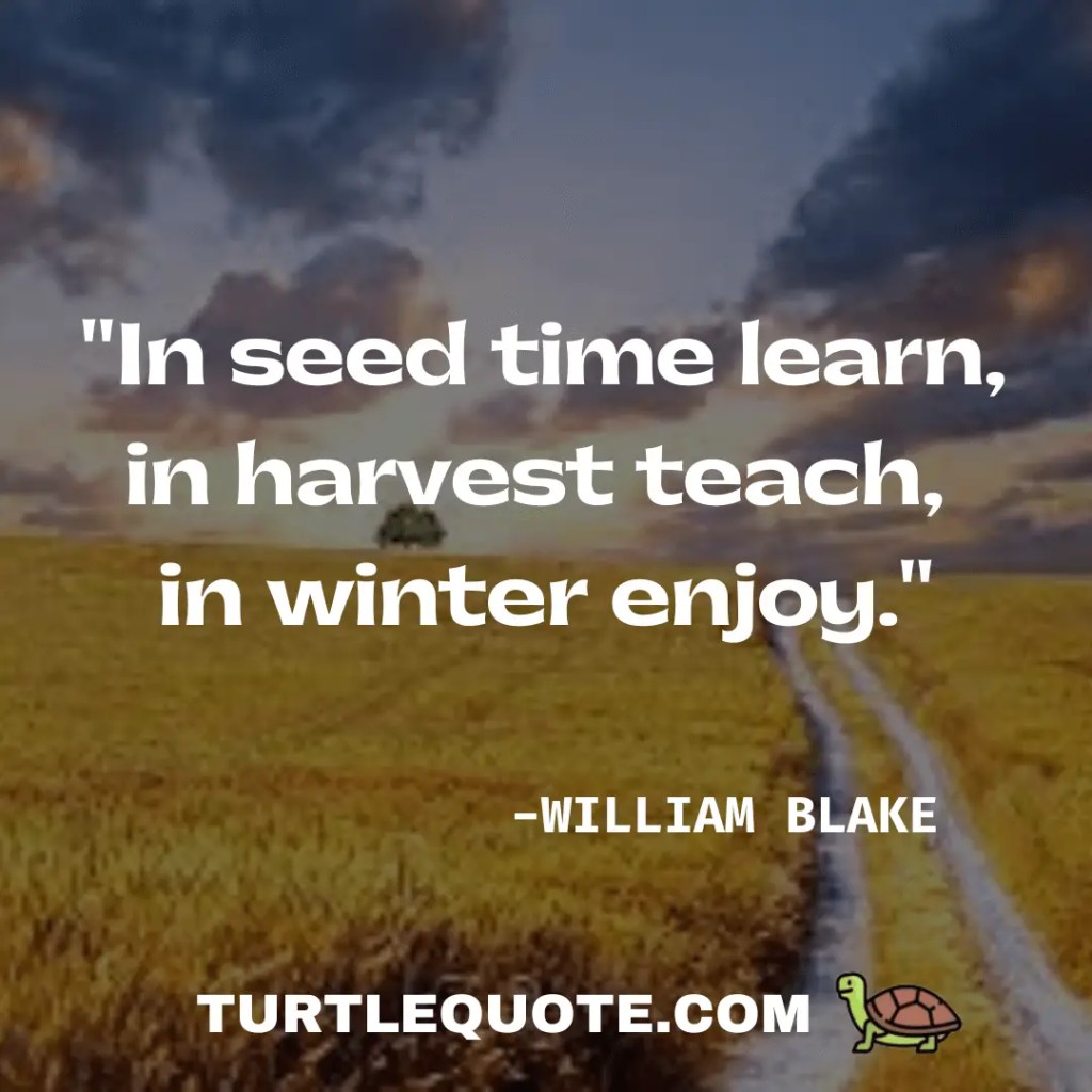 In seed time learn, in harvest teach, in winter enjoy.