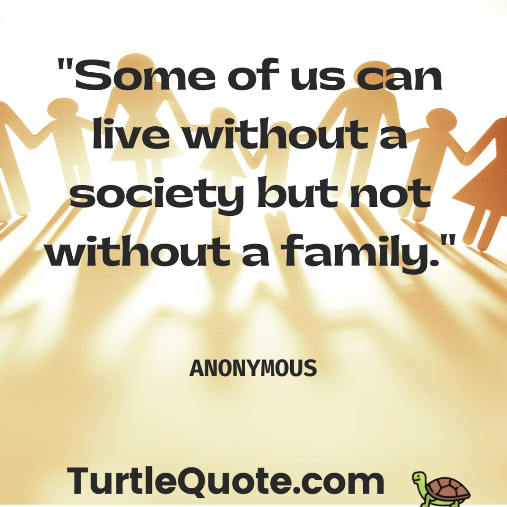 Some of us can live without a society but not without a family.