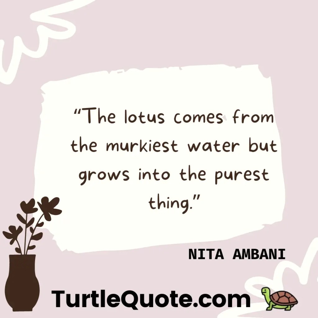“The lotus comes from the murkiest water but grows into the purest thing.”